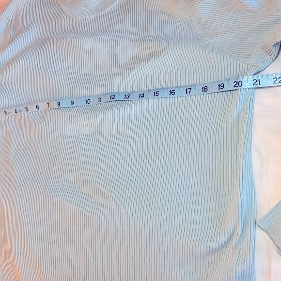 Vintage Coldwater Creek Cotton/Silk Ribbed Mock Turtleneck in Aqua, Size XL - Picture 3 of 5